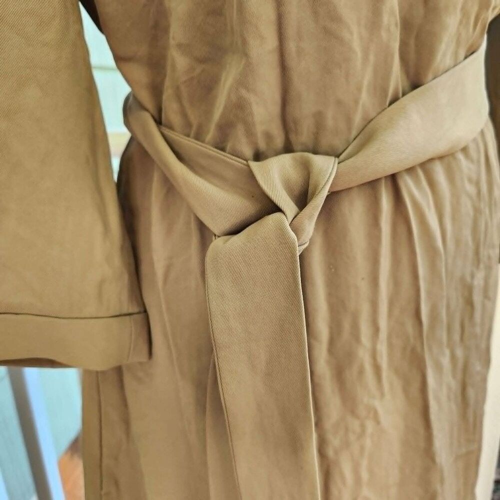 Everlane Dress, Japanese Kimono-style Wrap, Medium, Gio Weave Tunic Khaki OLivE - Picture 8 of 10